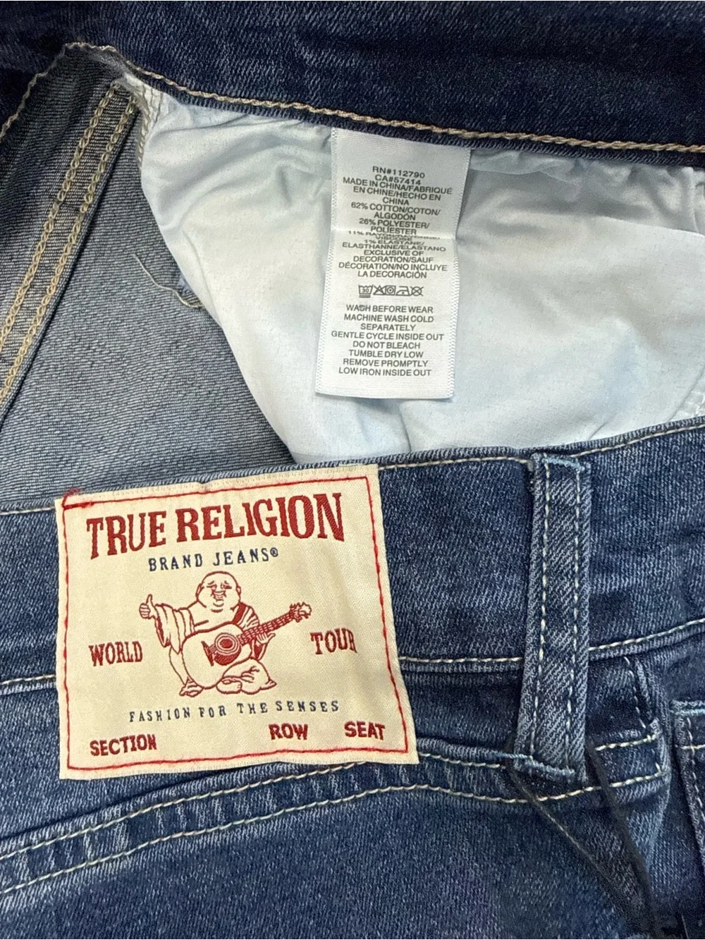 True Religion Bobby Jeans Mens 36 Relaxed Baggy Embroidered Patch Street Denim